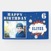 Banderoles Superhero Comic Speech Bubble Boy Birthday Photo (Horizontal)