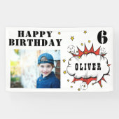 Banderoles Superhero Comic Speech Bubble Boy Birthday Photo (Horizontal)