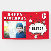 Banderoles Superhero Comic Speech Bubble Boy Birthday Photo (Horizontal)