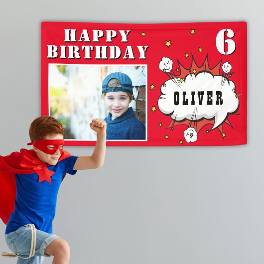 Banderoles Superhero Comic Speech Bubble Boy Birthday Photo