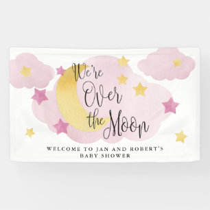 Banderoles Sur la Lune, Baby shower d'aquarelle rose