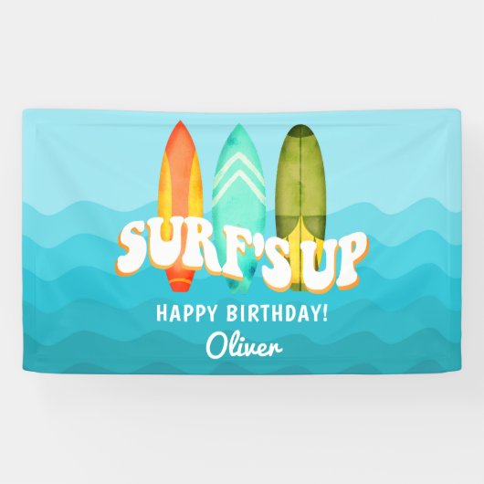 Banderoles Surfs Up Surboard Anniversaire (Horizontal)