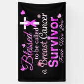 Banderoles Survivant du cancer du sein béni (Vertical)