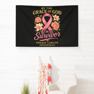 Banderoles Survivante du cancer du sein par la grâce de Dieu