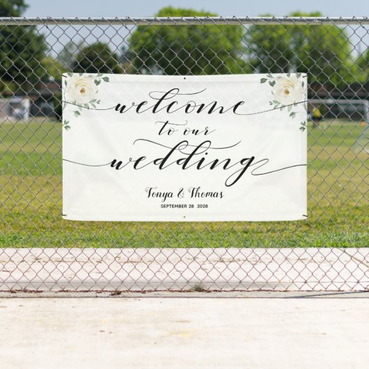 Banderoles Swash Calligraphie Verdure Bienvenue À Notre Maria (En situation)