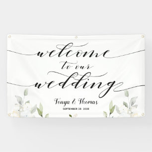 Banderoles Swash Calligraphy Green Bienvenue À Notre Mariage