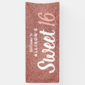 Banderoles Sweet 16 Anniversaire Rose Parties scintillant d'o (Vertical)