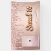 Banderoles Sweet 16 anniversaire sur mesure photo rose partie (Vertical)