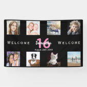 Banderoles Sweet 16 Black rose fête photo collage fille (Horizontal)