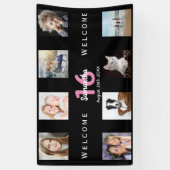 Banderoles Sweet 16 Black rose fête photo collage fille (Vertical)