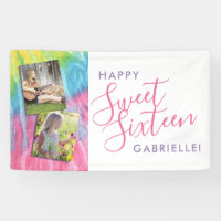 Sweet 16 Boho Tie Dye Joyeux Anniversaire Photo