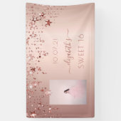 Banderoles Sweet 16 étoiles roses or rose (Vertical)