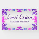 Banderoles Sweet 16 Flocon de neige hivernal Anniversaire (Horizontal)