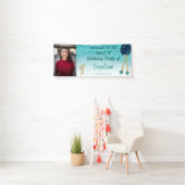 Banderoles Sweet 16 Parties scintillant bleue Turquoise, Gemm (En situation)