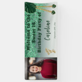 Banderoles Sweet 16 Parties scintillant verte, Gemmes de Coeu (Vertical)