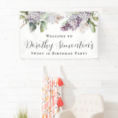 Banderoles Sweet 16 Party Purple Lilac Spring Flower Welcome (En situation)
