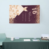 Banderoles Sweet 16 robe d'or rose bordeaux (Salon professionnel)