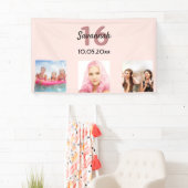 Banderoles Sweet 16 rose or blush nom bienvenue (En situation)