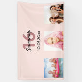 Banderoles Sweet 16 rose or blush nom bienvenue (Vertical)