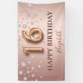 Banderoles Sweet 16 rose or rose diamants script de ballon (Vertical)