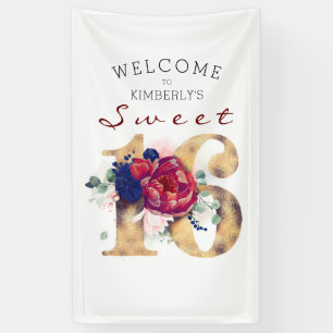 Banderoles Sweet 16e anniversaire de la Burgundy Red Navy