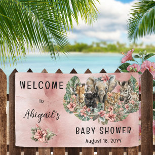 Banderoles Sweet Baby Girl Animals Tropical Safari Shower