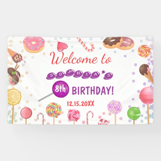 Banderoles Sweet Candy Land Anniversaire Crème glacée Fond (Horizontal)