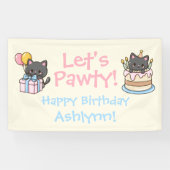 Banderoles Sweet Kawaii Chat noir fête d'anniversaire (Horizontal)