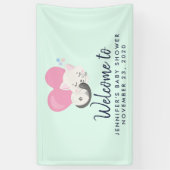 Banderoles Sweet Kitty Chat Dormir avec Douche Coeur Rose (Vertical)