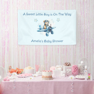 Banderoles Sweet Little Boy on the Way Baby shower
