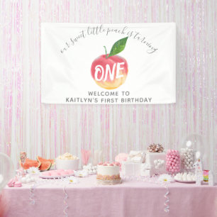 Banderoles Sweet Little Peach 1er anniversaire Bienvenue