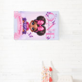 Banderoles Sweet ONE Afro Puff bébé fille pourpre 1er anniver (Insitu)