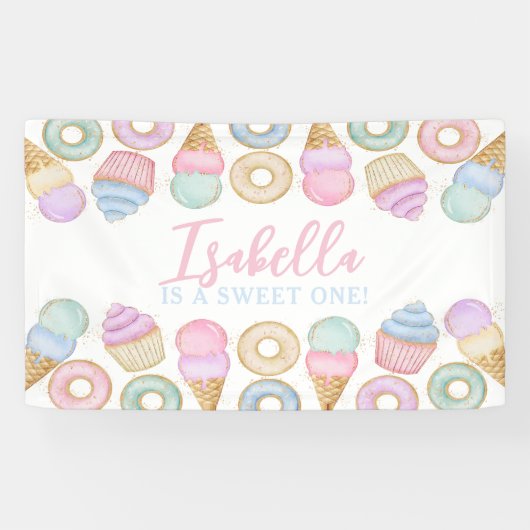 Banderoles Sweet One Pastel 1er Anniversaire (Horizontal)