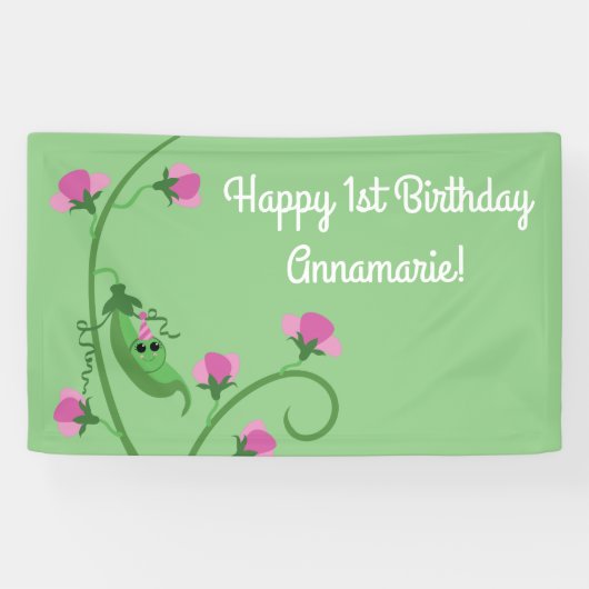 Banderoles Sweet Pea Cute 1er Anniversaire (Horizontal)
