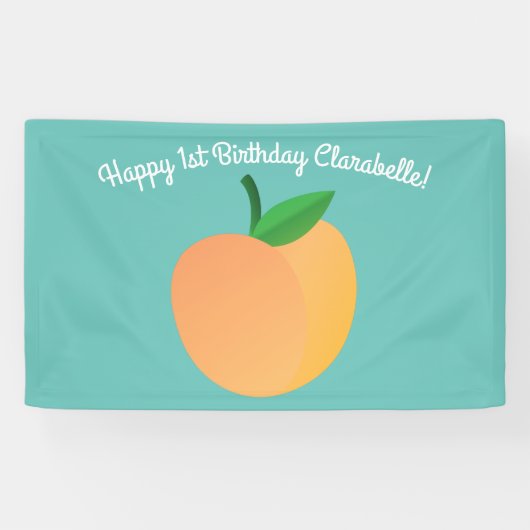 Banderoles Sweet Peach Cute Fruit 1er Anniversaire Thème (Horizontal)