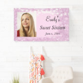 Banderoles Sweet Sixteen, Bat Mitzvah,  Strass Rose, Sur mesu (En situation)