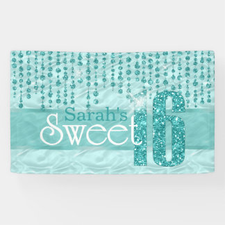 Banderoles Sweet sixteen bijou satiné ID Turquoise260