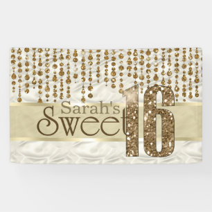 Banderoles Sweet sixteen de bijou satiné Gold ID260
