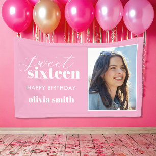 Banderoles Sweet sixteen moderne rose 16e anniversaire Photo