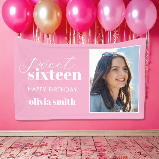 Banderoles Sweet sixteen moderne rose 16e anniversaire Photo