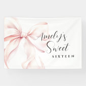 Banderoles Sweet sixteen rose Bow Anniversaire (Horizontal)