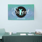 Banderoles Sweet sixteen Turquoise Aqua Parties scintillant p (Salon professionnel)