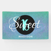 Banderoles Sweet sixteen Turquoise Aqua Parties scintillant p (Horizontal)
