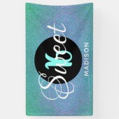 Banderoles Sweet sixteen Turquoise Aqua Parties scintillant p (Vertical)