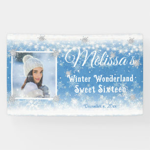 Banderoles Sweet sixteen Winter Wonderland Snowflakes