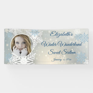 Banderoles Sweet sixteen, Winter Wonderland, Snowflakes,