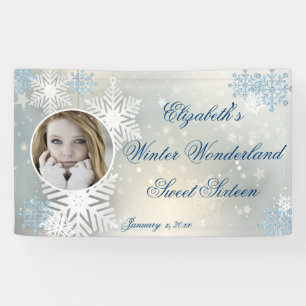 Banderoles Sweet sixteen, Winter Wonderland, Snowflakes,
