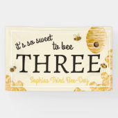 Banderoles Sweet To Bee Three Third Birthday Bees Honeycomb (Horizontal)