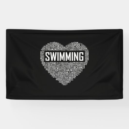 Banderoles Swimming Heart Coach Swimmer Venin Swim Lover Toxi (Horizontal)