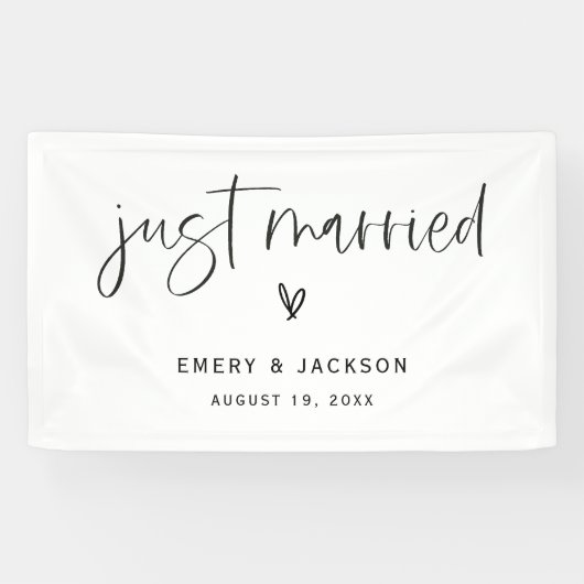 Banderoles Symbole Boho Heart Just Married Voiture Banner Par (Horizontal)